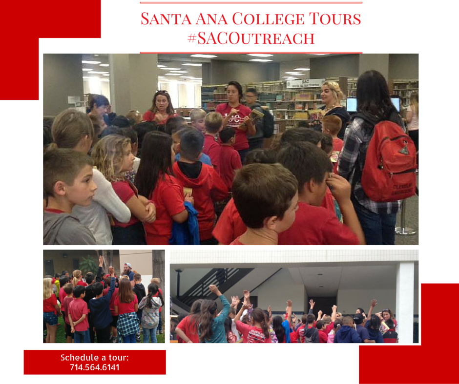 Student Ambassadors giving a college tour guide to a group of elementary school students 