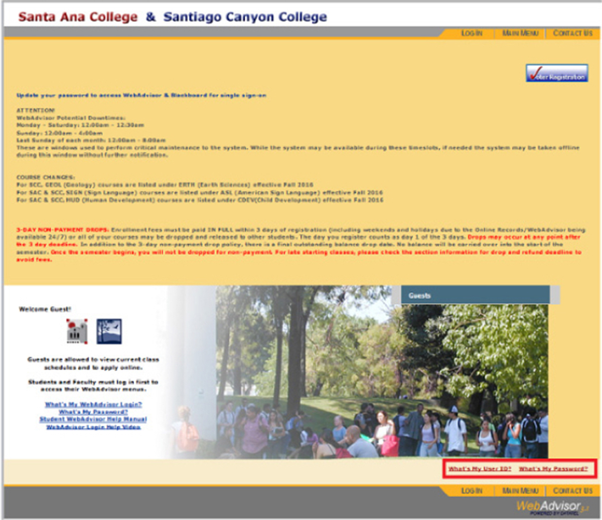 Web Advisor homepage screenshot