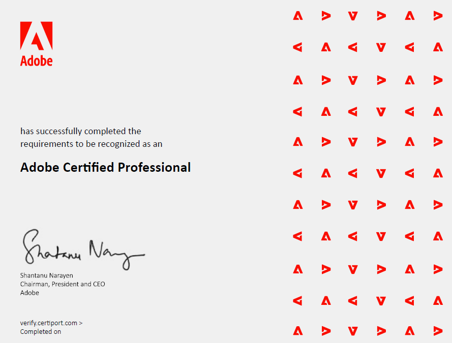 adobe certified professional certificate