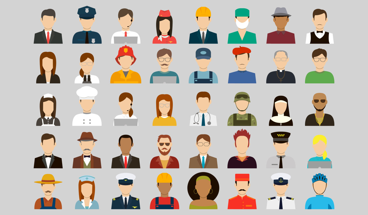 portrait icons of multiple professions