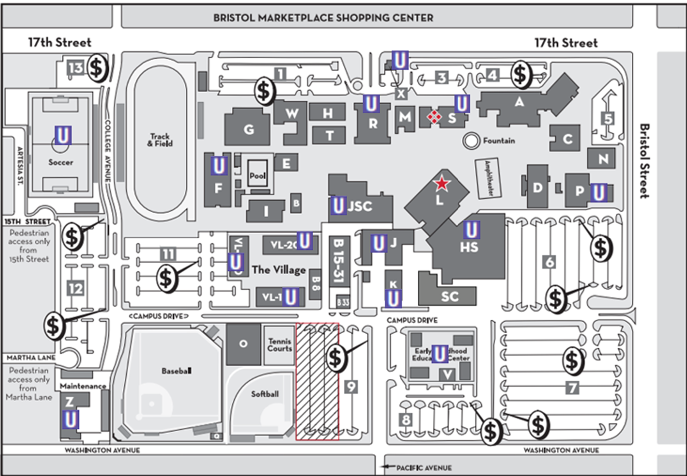 Map of Gender Inclusive restrooms on campus