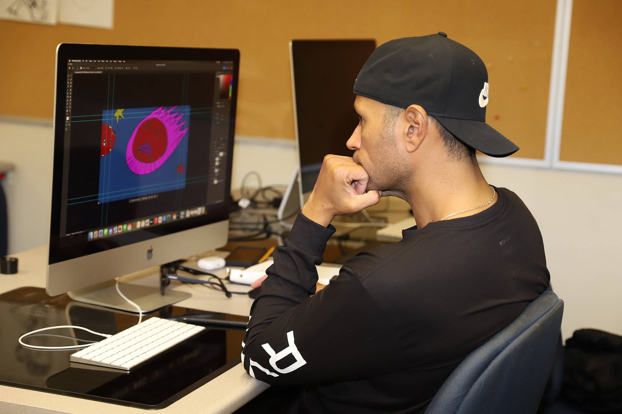 man creating digital art