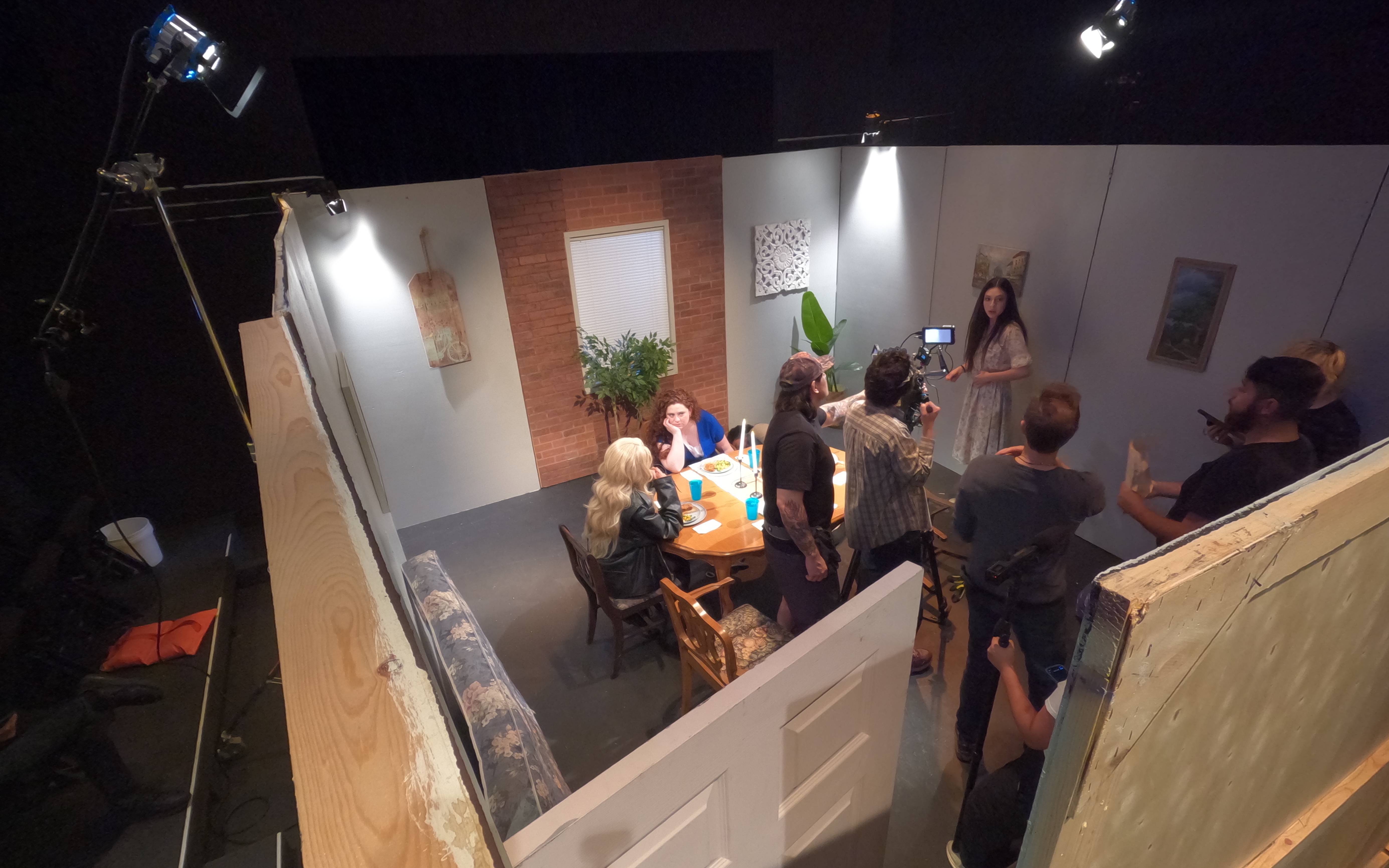 overhead shot of set