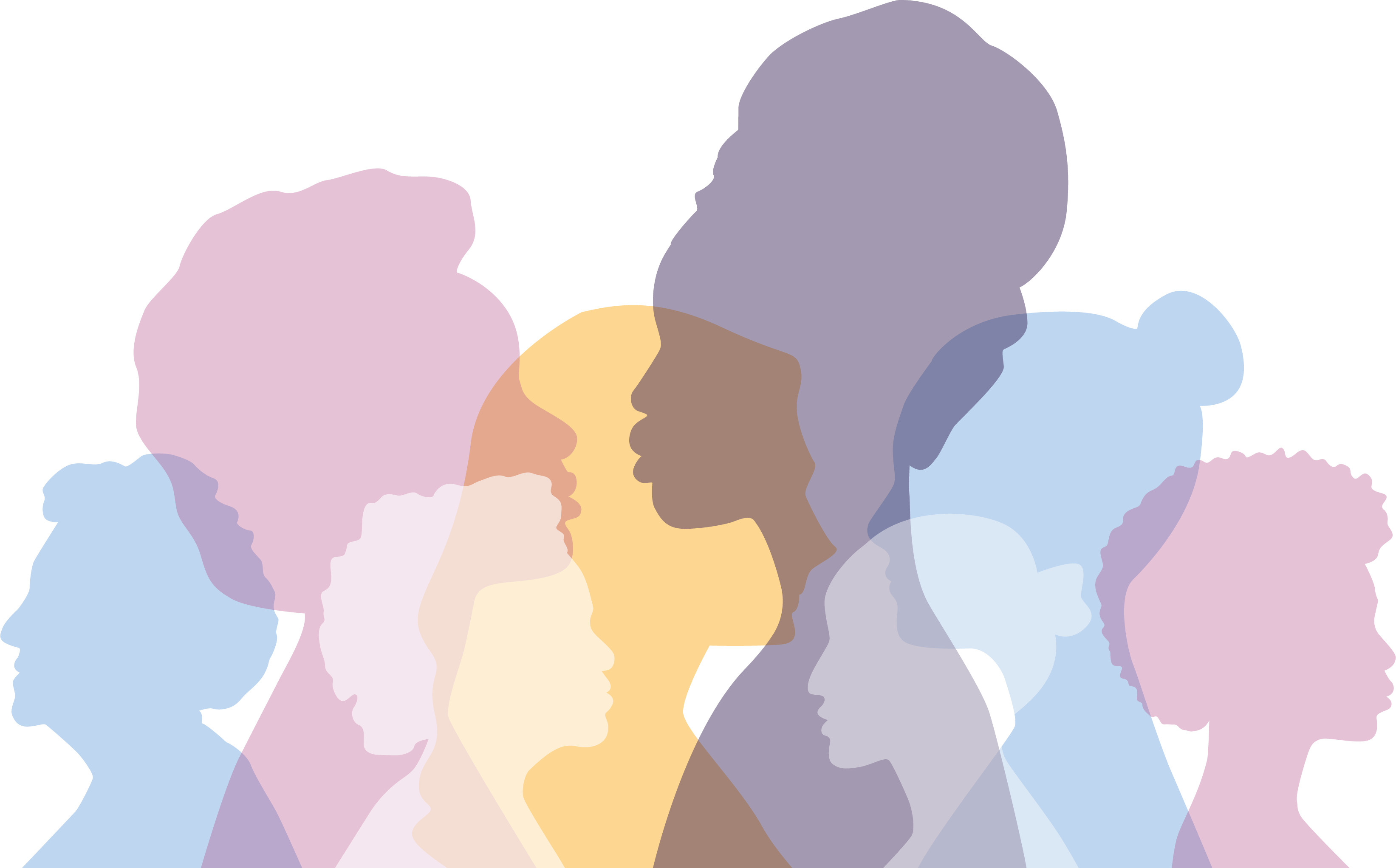 silhouette of diverse women