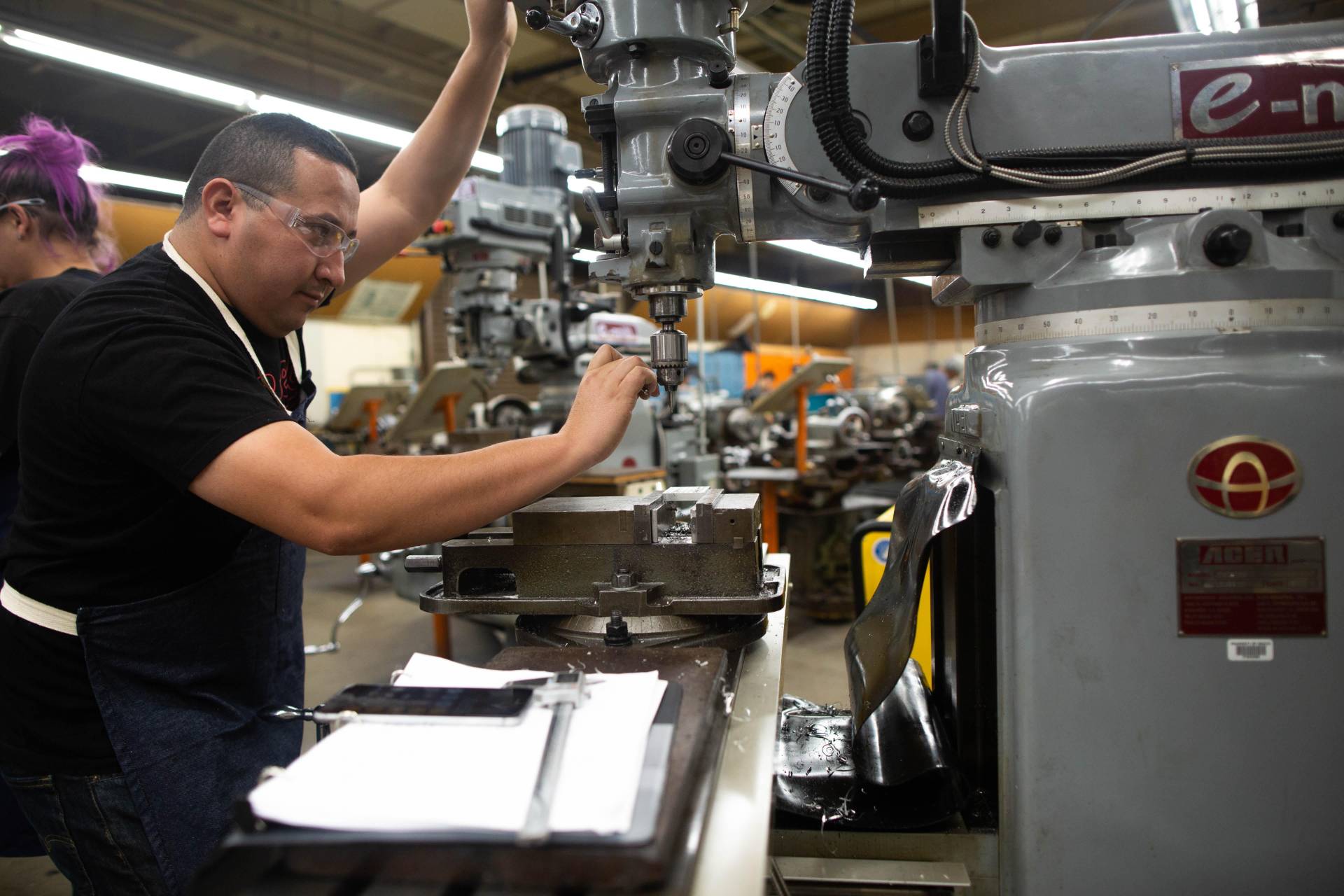 male manufacturing student