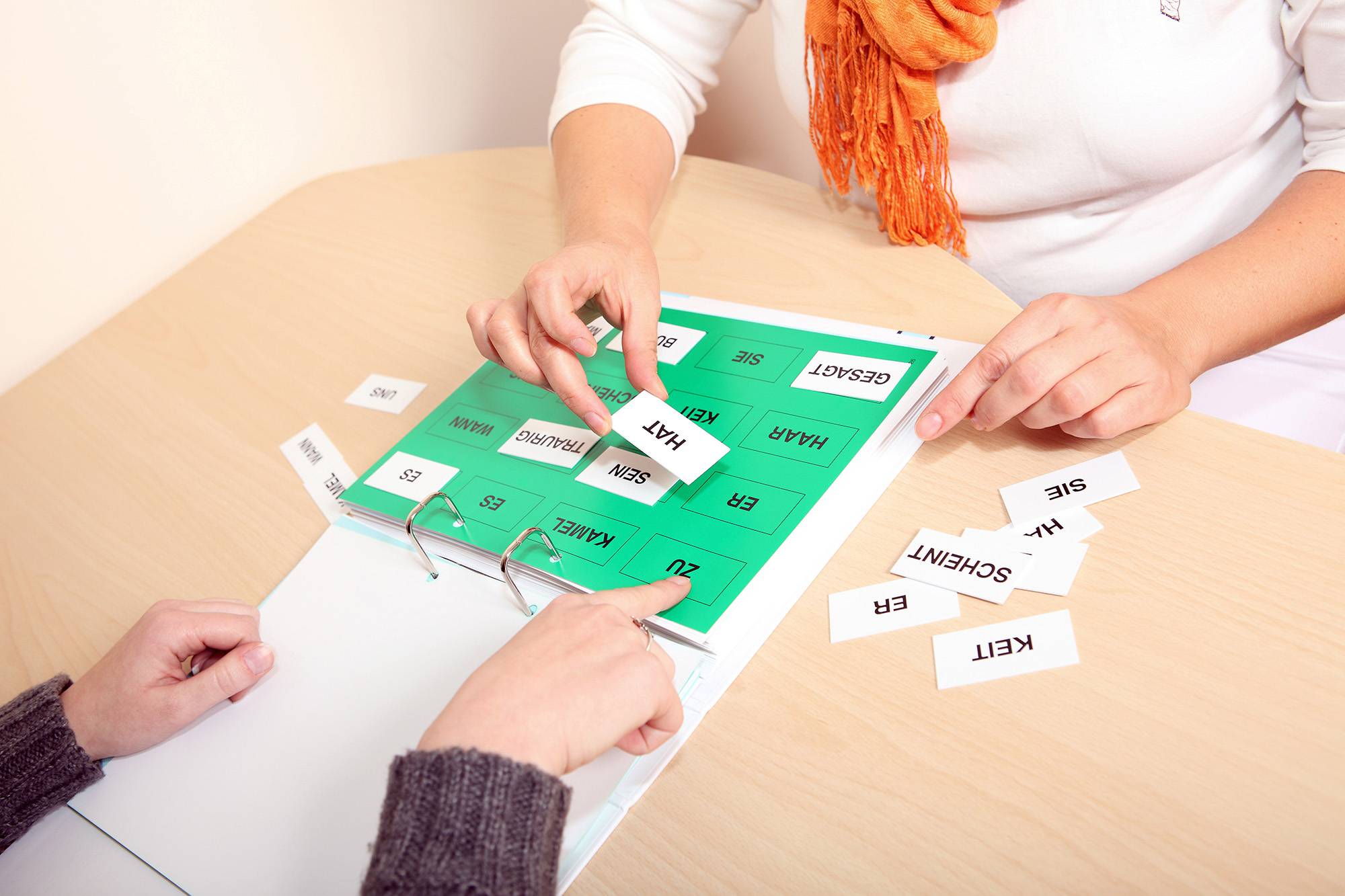 Phonics tiles on word board