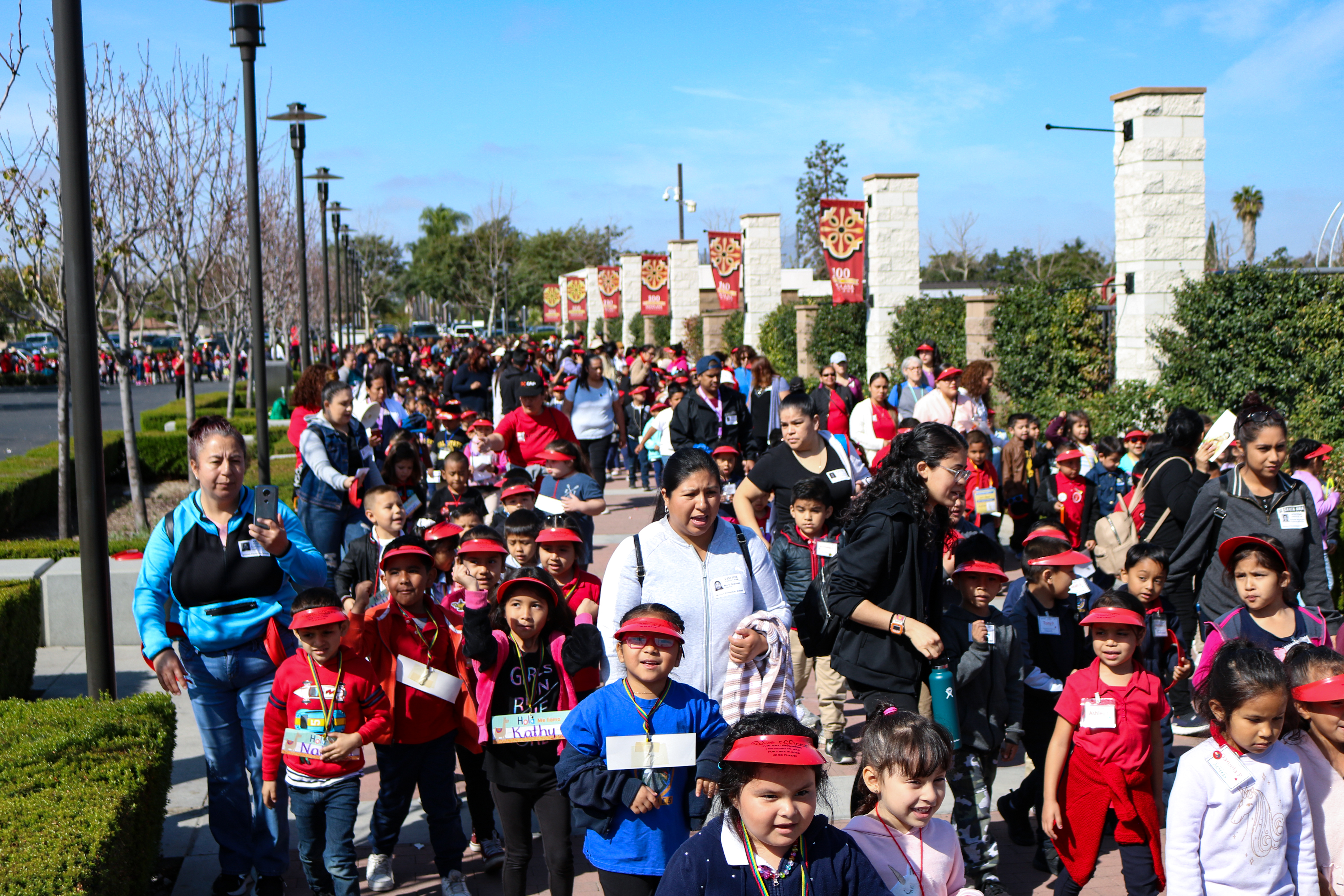 Kindergarteners march on santa ana college during the 2020 Kindercaminata