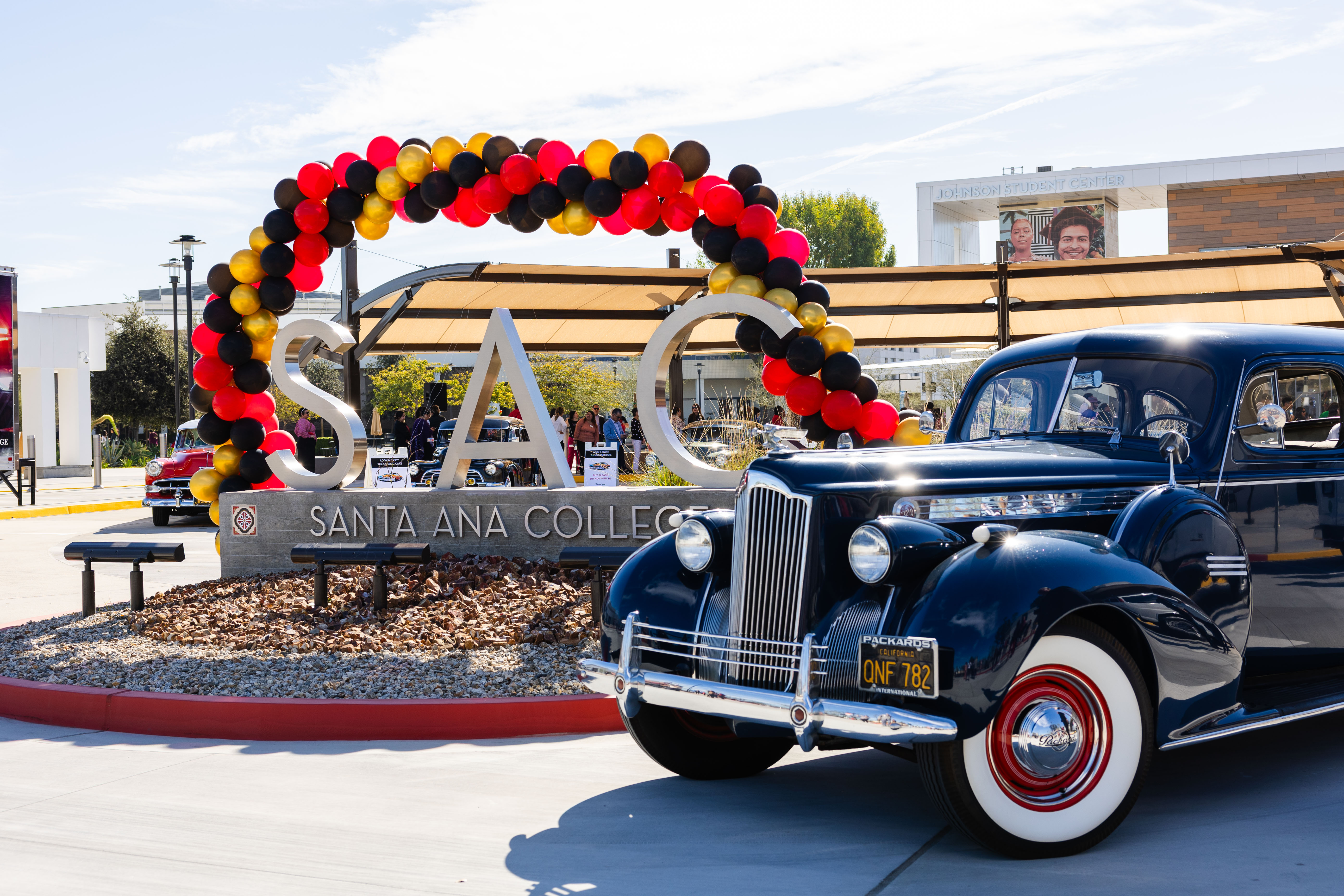 classic navy Packard by the SAC Entrance