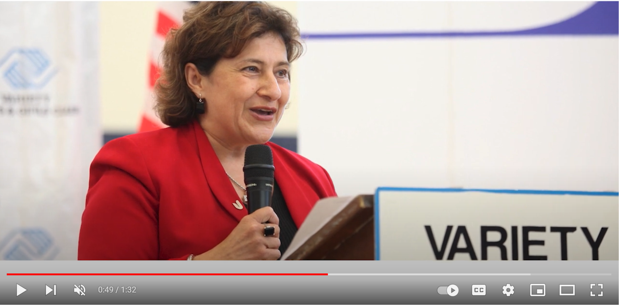 Rossina Gallegos accepting the 2021 SAC Scholarship Donor of the Year Award