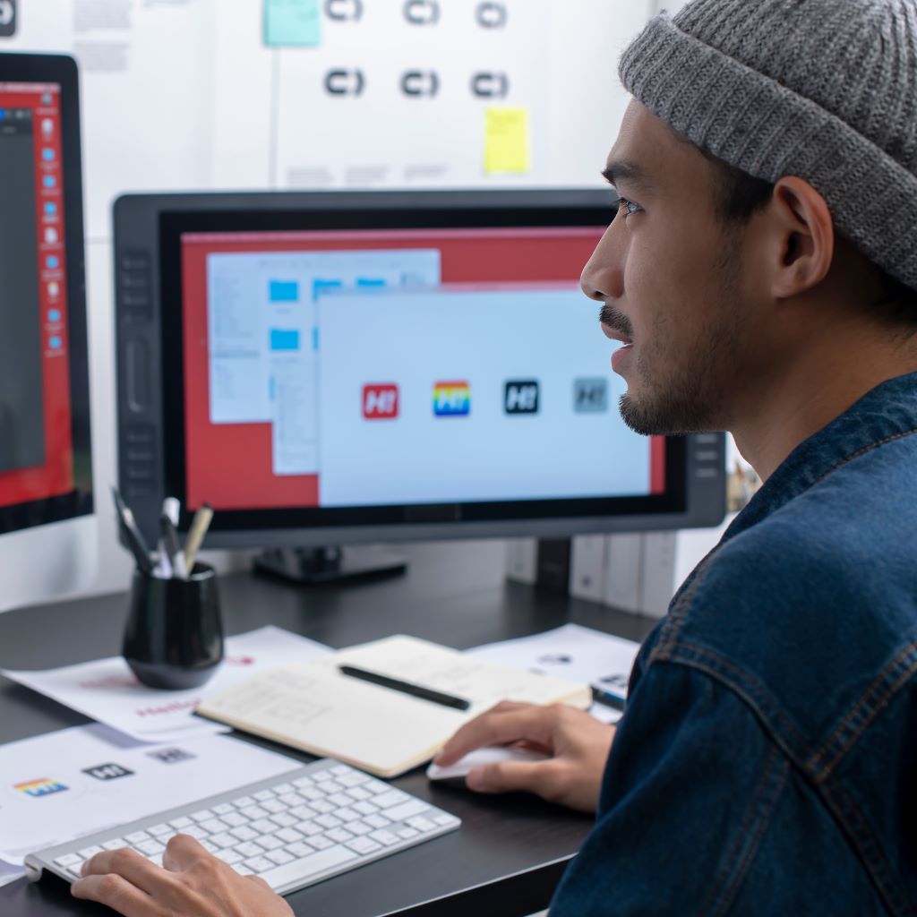 Artist working and designing from home  after finishing digital media program at Santa Ana College