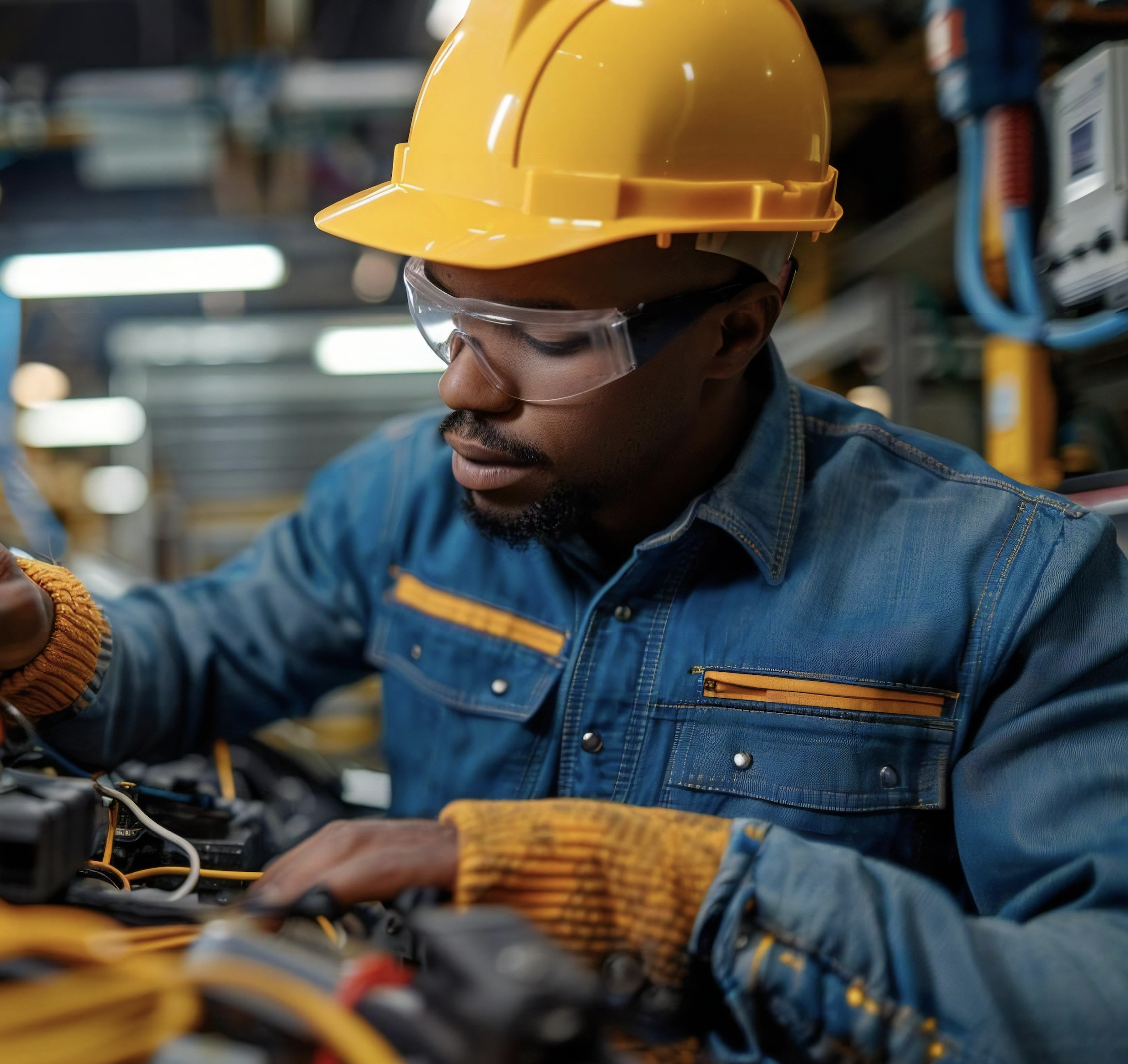African American Automechanic testing Car engine