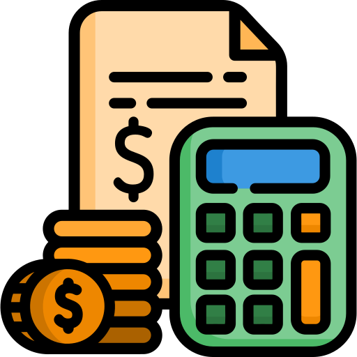Calculator, money coins, and paperwork for Financial Literacy class