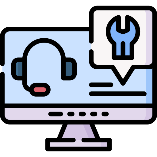 Monitor de computadora que muestra asistencia en vivo para soporte tecnológico en Santa Ana College, cerca de Anaheim, Irvine 